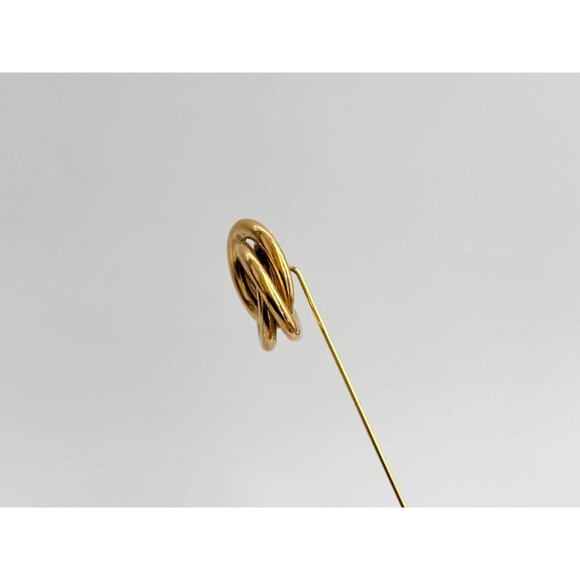 Triple Circle Entwined Gold Toned Vintage Stick Pin | Hat Pin | Lapel Pin - Picture 2 of 10